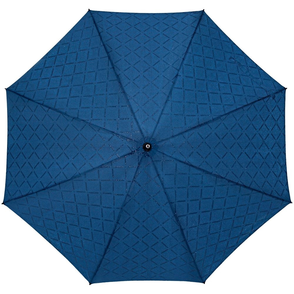 Зонт-трость Magic с проявляющимся рисунком в клетку, темно-синий, синий, эпонж; каркас - металл, стеклопластик; ручка - пластик, прорезиненный