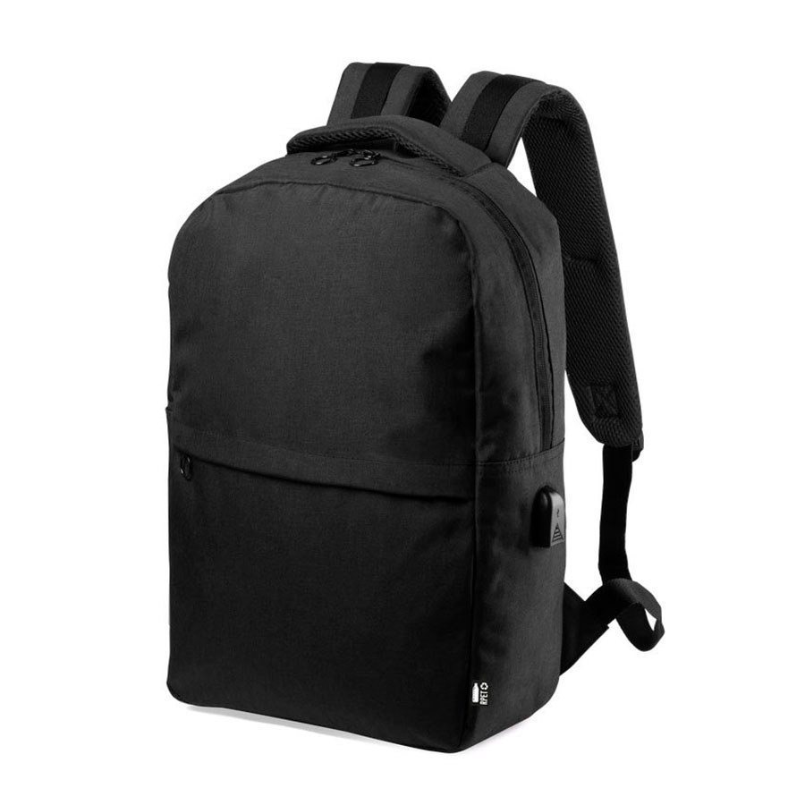 Рюкзак KONOR, черный, 41x29x13 см, 100% полиэстер RPET, 600D, черный, 100% полиэстер rpet, 600d
