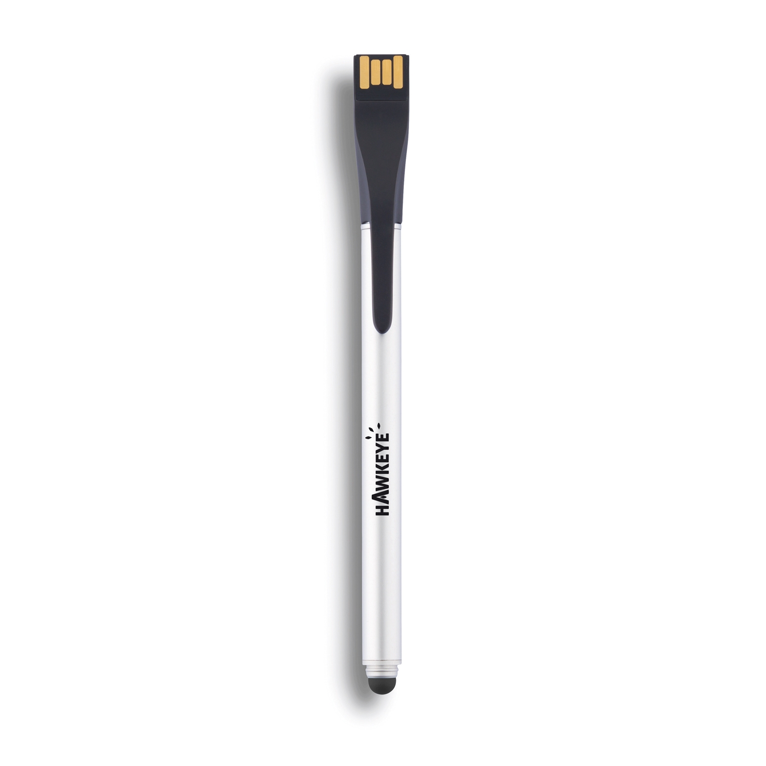 Ручка-стилус Point | 01 с флешкой на 4 ГБ, черный; серебряный, алюминий; abs