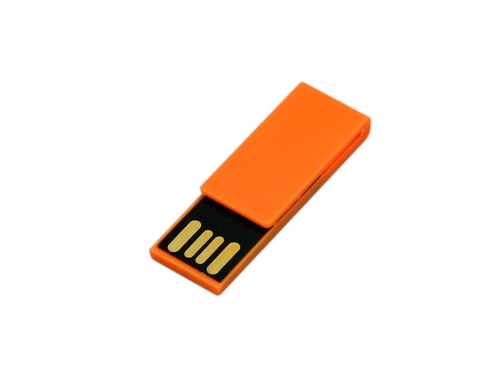 USB 2.0- флешка промо на 64 Гб в виде скрепки, оранжевый, пластик