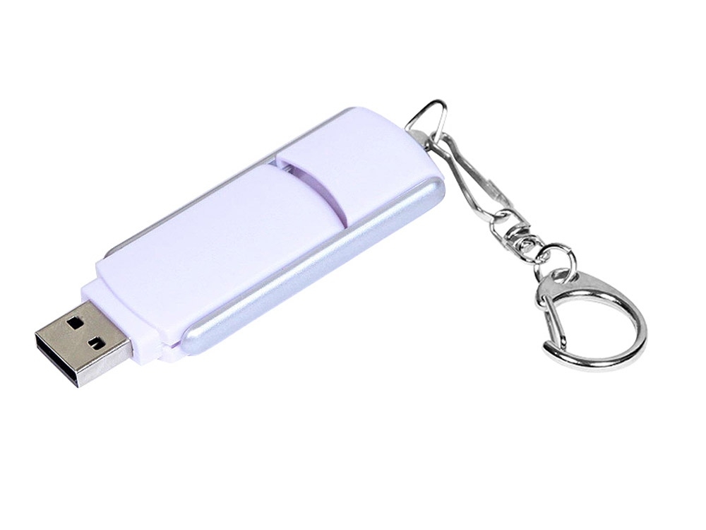 USB 2.0- флешка промо на 16 Гб с прямоугольной формы с выдвижным механизмом, белый, серебристый, пластик