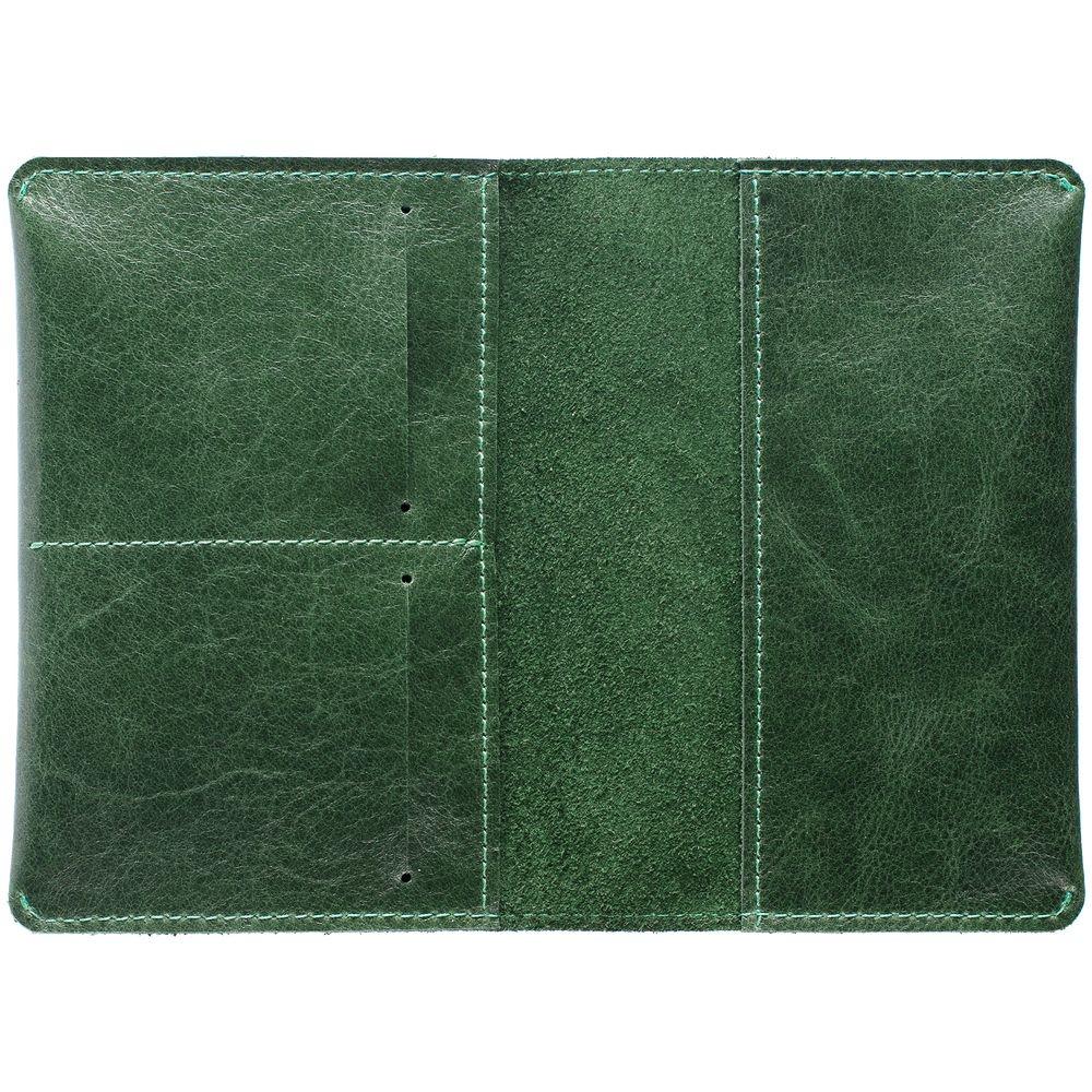 Обложка для паспорта Apache, ver.2, темно-зеленая, зеленый, кожа