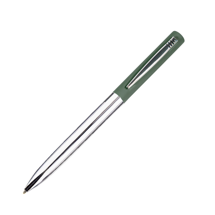 CLIPPER, ручка шариковая, темно-зеленый/хром, металл, покрытие soft touch, темно-зелёный, латунь, нержавеющая сталь, софт-покрытие