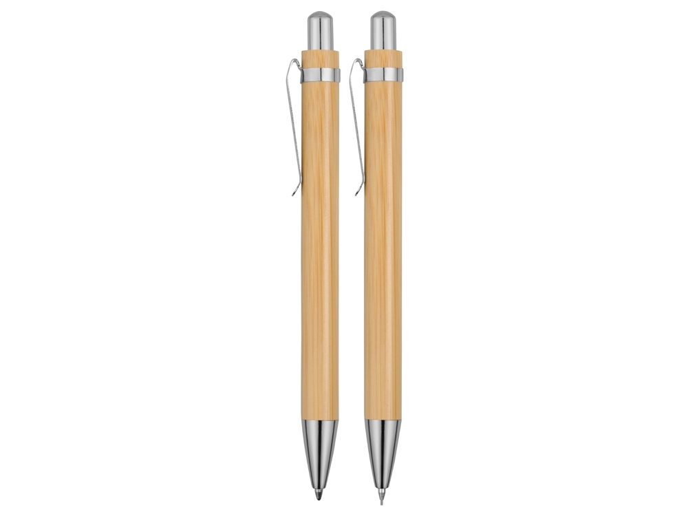 Набор «Bamboo»: шариковая ручка и механический карандаш, натуральный, металл, бамбук