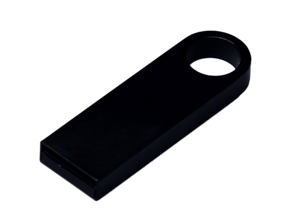 USB 2.0-флешка на 64 Гб с мини чипом и круглым отверстием, черный, металл
