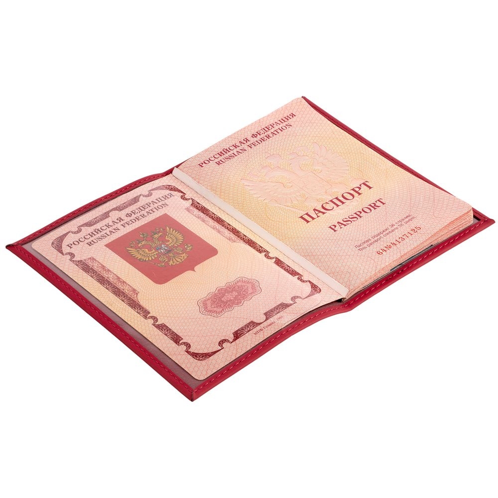 Обложка для паспорта Shall, красная, красный, кожзам
