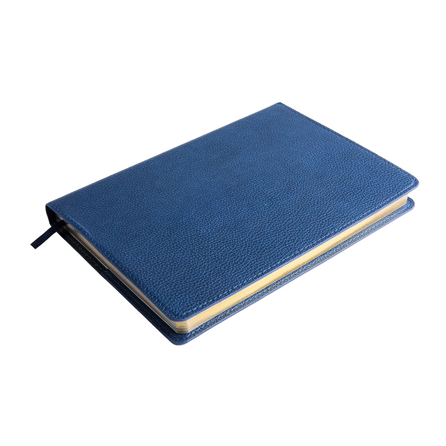 Ежедневник недатированный портфолио Mark, А5, темно-синий, кремовый блок, золотой срез, синий, pu материал/искусственная кожа