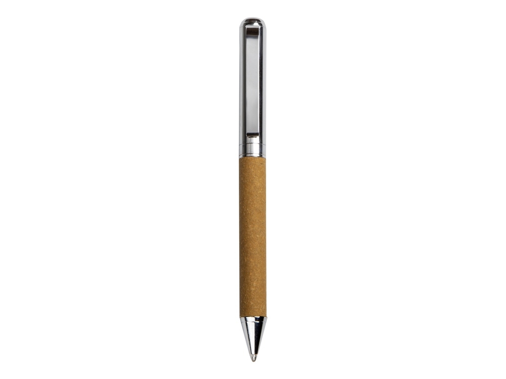 Ручка шариковая «Venera» из переработанной стали и переработанной кожи, коричневый, серебристый, металл