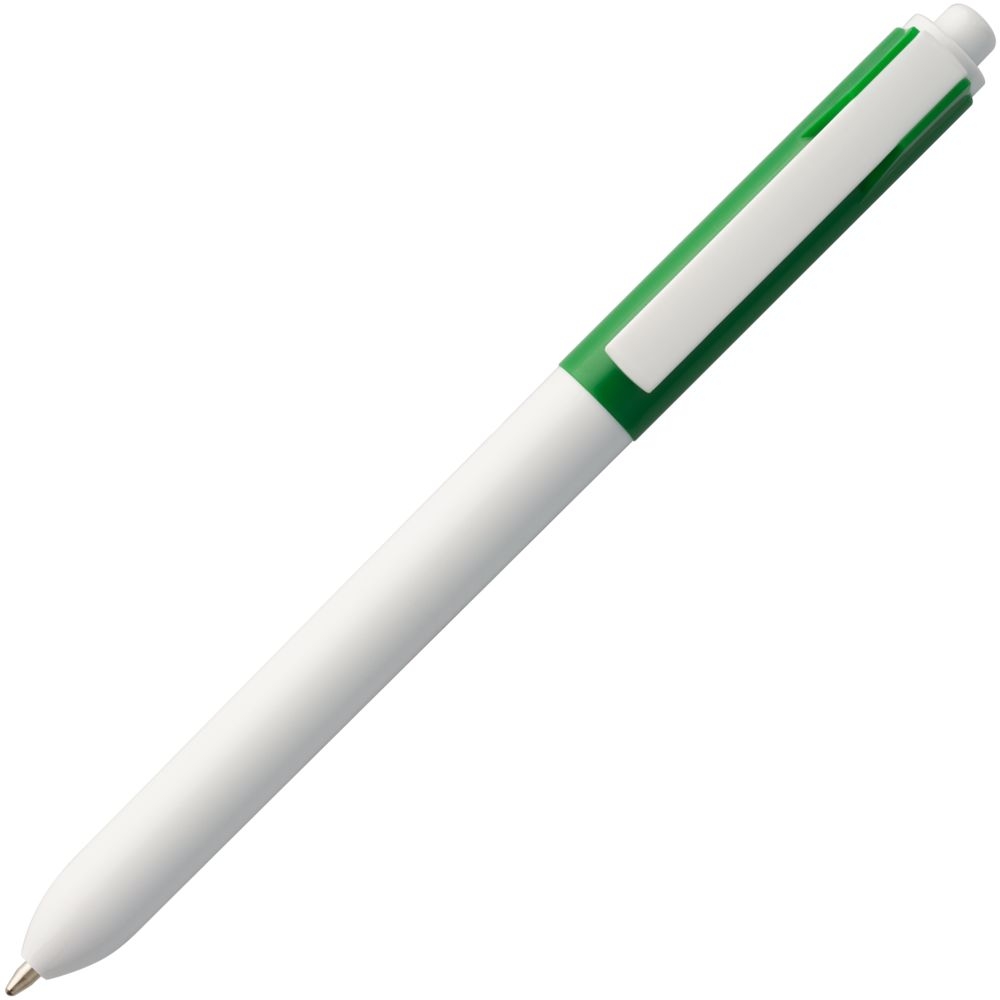 Ручка шариковая Hint Special, белая с зеленым, зеленый, белый, пластик