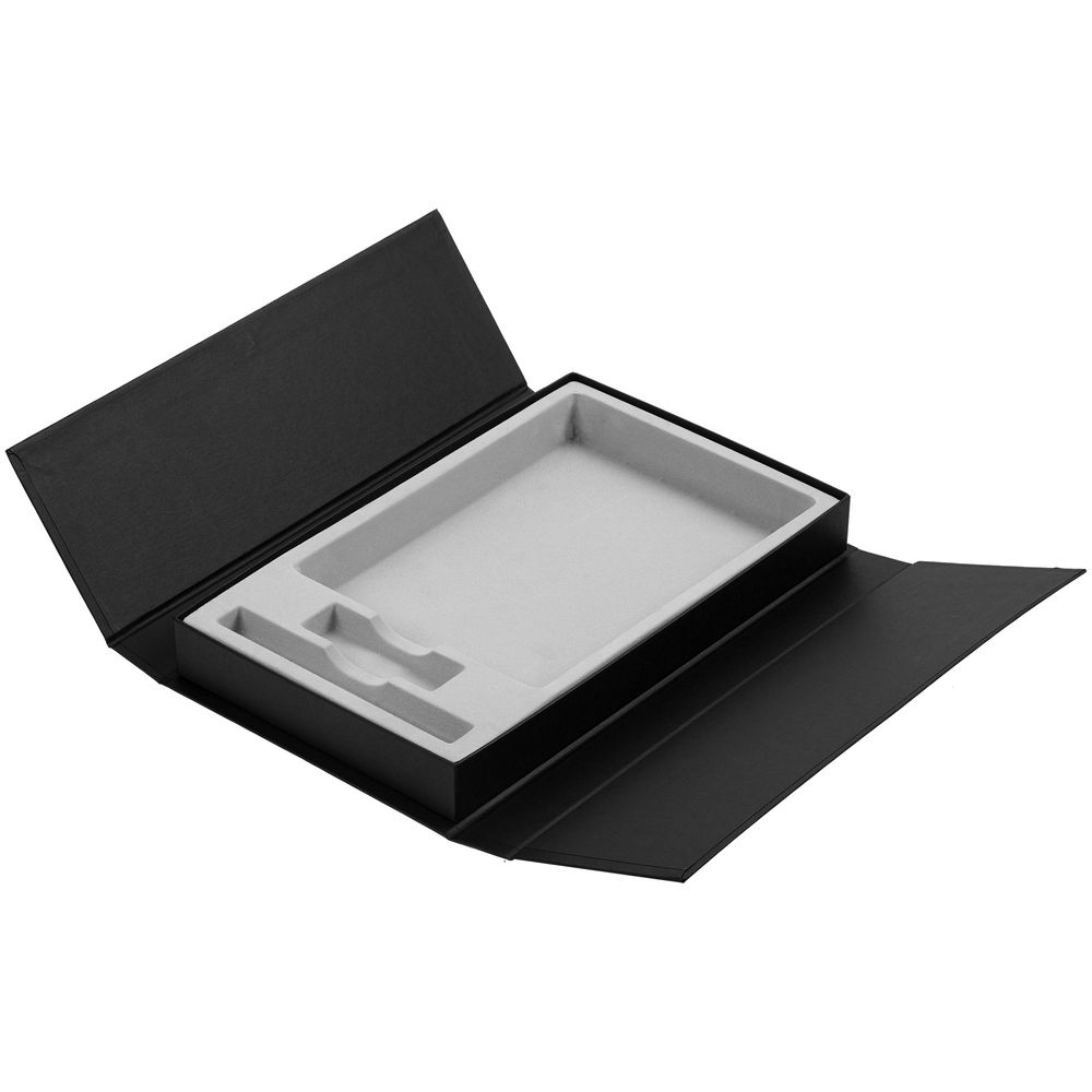 Коробка Three Part с ложементом под ежедневник, флешку и ручку, черная, черный, картон