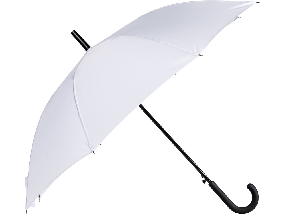 Зонт-трость Reviver  с куполом из переработанного пластика, белый, полиэстер, пластик, soft touch