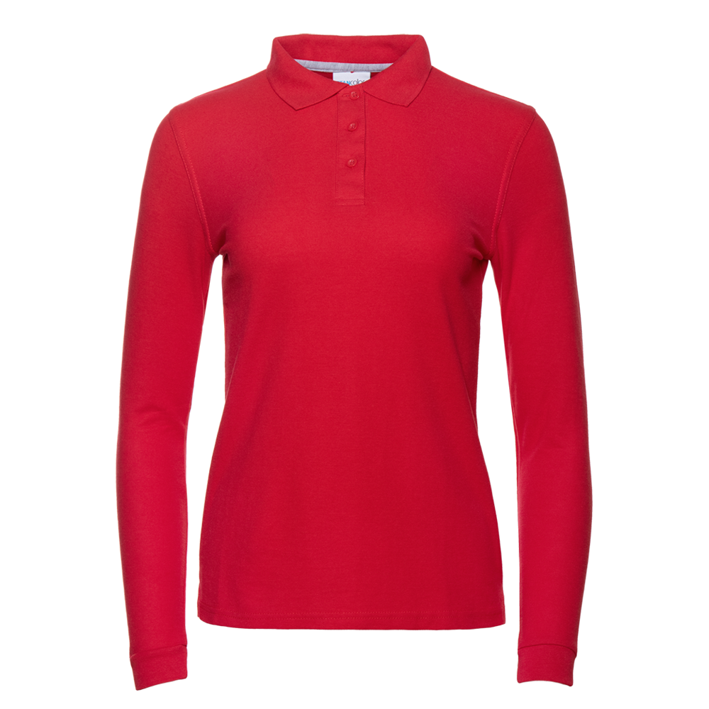 Рубашка поло женская STAN длинный рукав хлопок/полиэстер 185, 04SW, Красный, красный, 185 гр/м2, хлопок