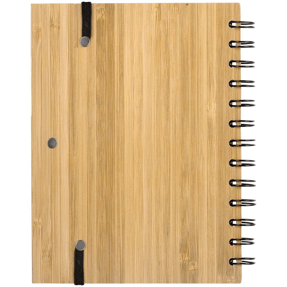 Блокнот на кольцах Bambook с шариковой ручкой, блокнот - бамбук; ручка - пластик; картон