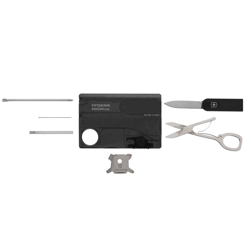 Набор инструментов SwissCard Lite, черный, черный, пластик; металл