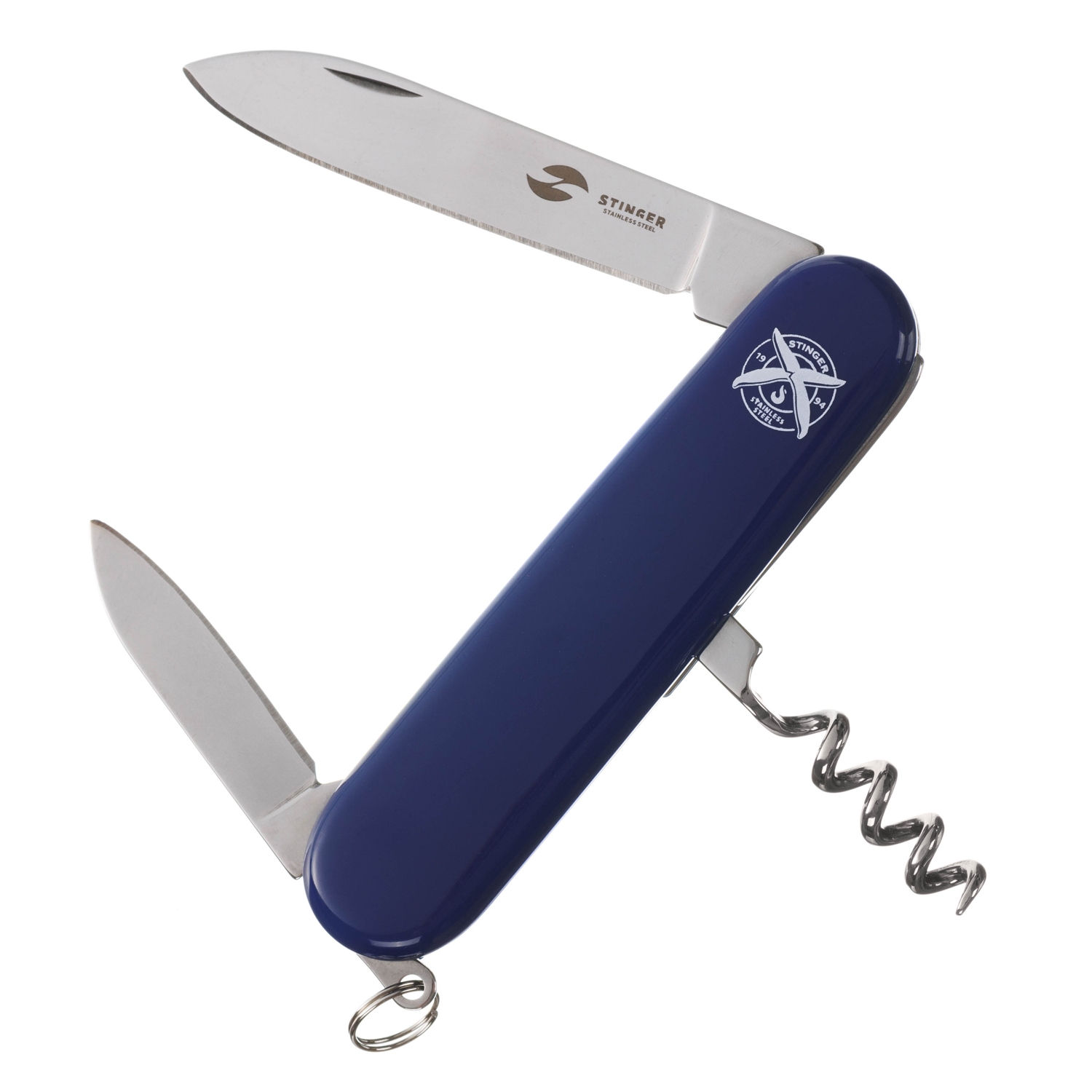 Нож перочинный Stinger, 90 мм, 4 функции, материал рукояти: АБС-пластик (синий), синий, пластик