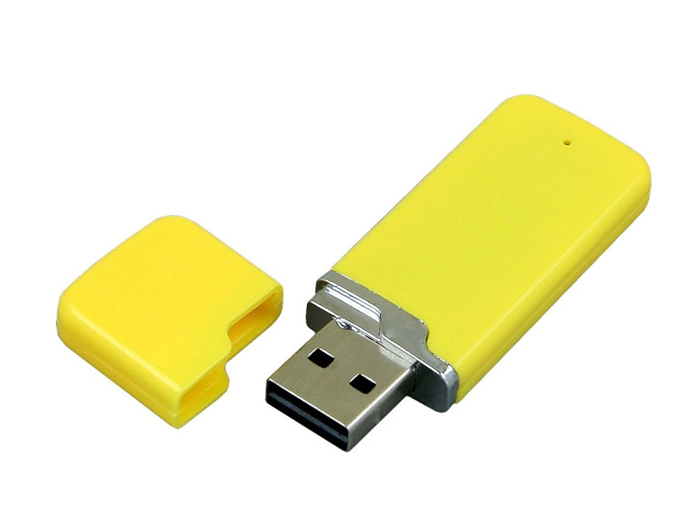 USB 2.0- флешка на 4 Гб с оригинальным колпачком, желтый, пластик