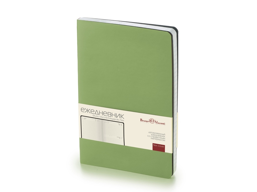 Ежедневник недатированный B5 «Megapolis Flex», зеленый, кожзам, soft touch