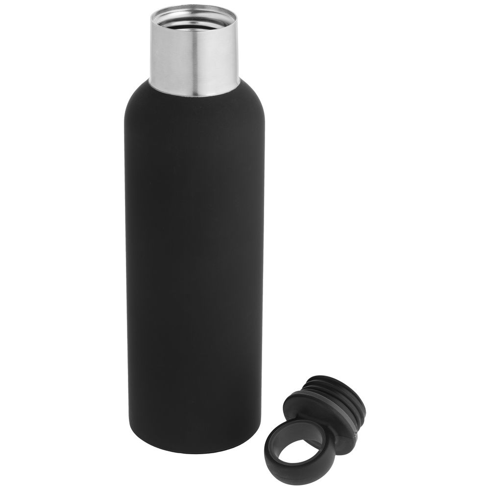 Термобутылка Sherp, черная, черный, крышка - пластик; корпус - металл; покрытие софт-тач