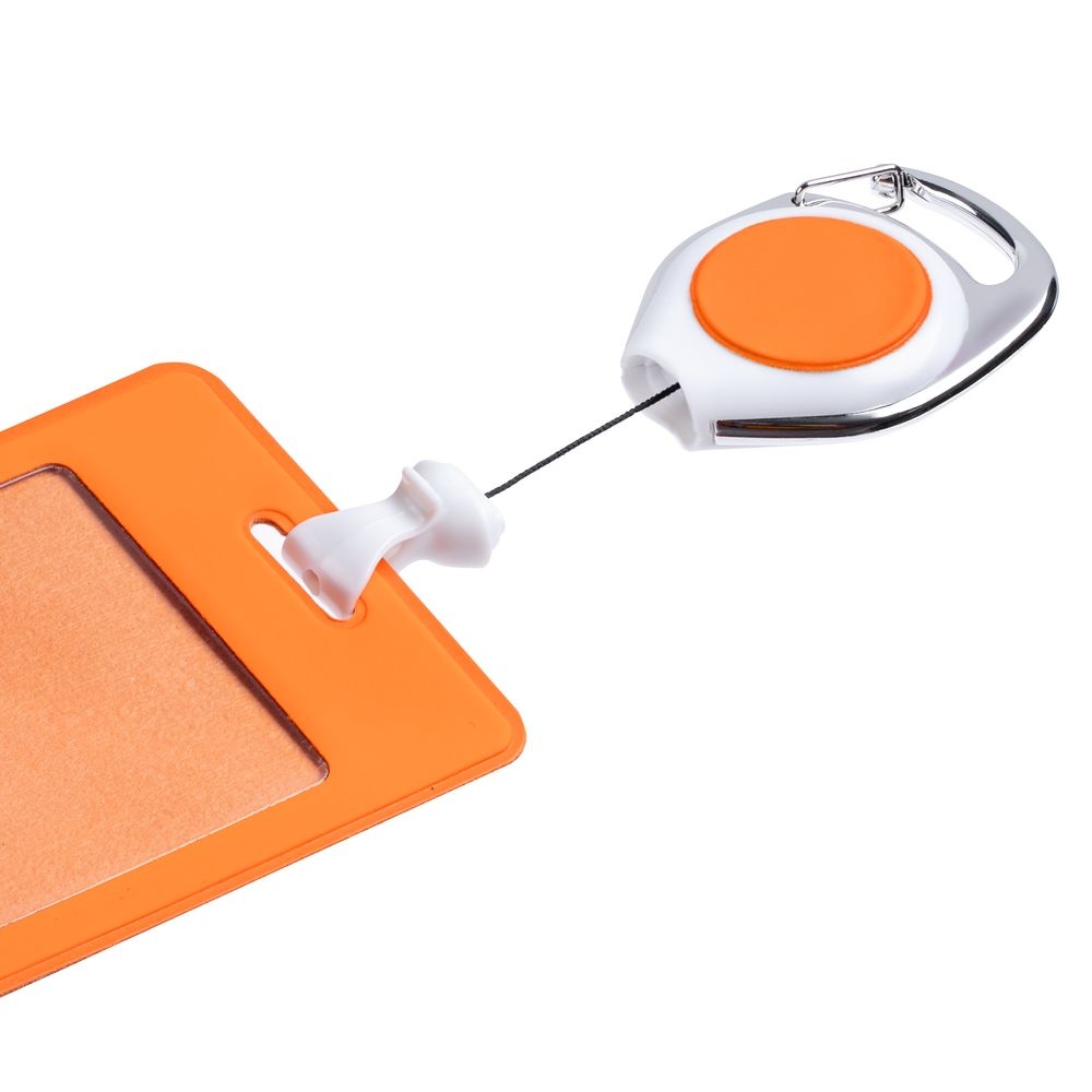 Ретрактор Dorset, белый с оранжевым, белый, оранжевый, металл; пластик; покрытие софт-тач
