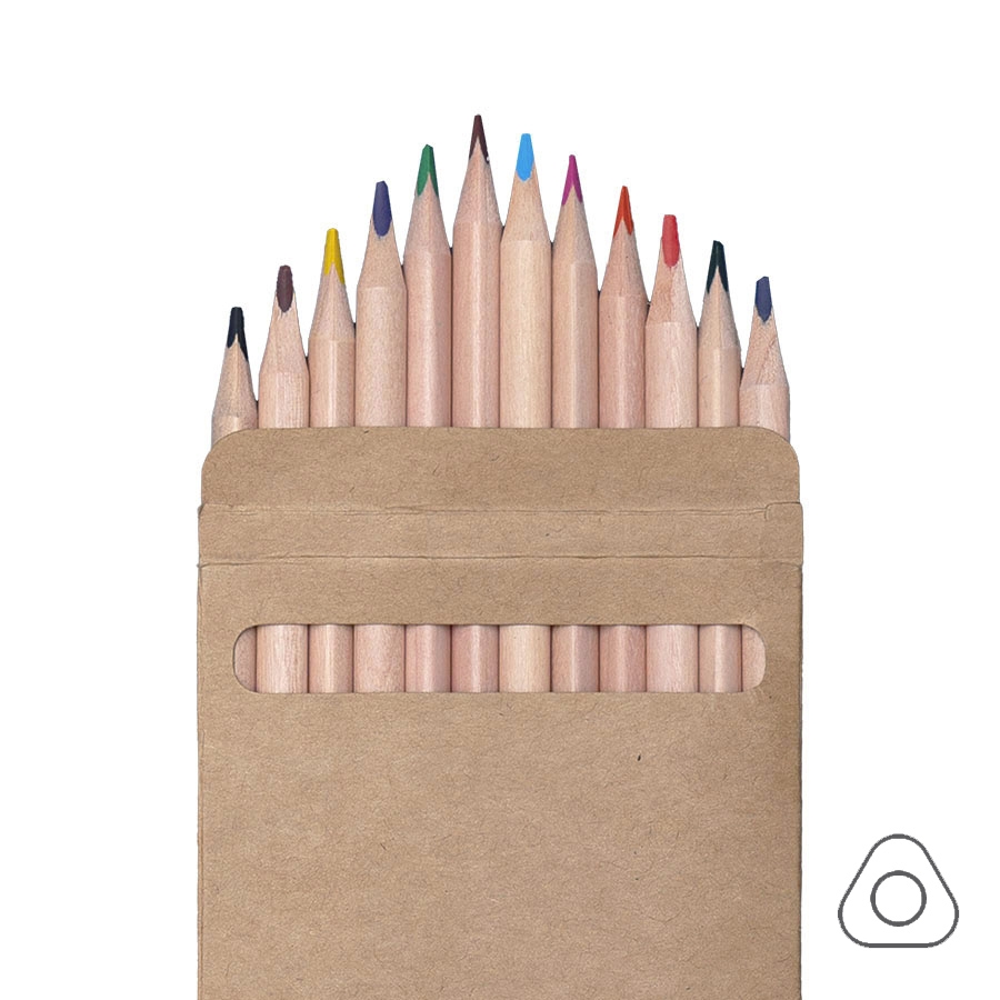 Набор цветных карандашей KINDERLINE middlel, 12 цветов, дерево, картон, бежевый