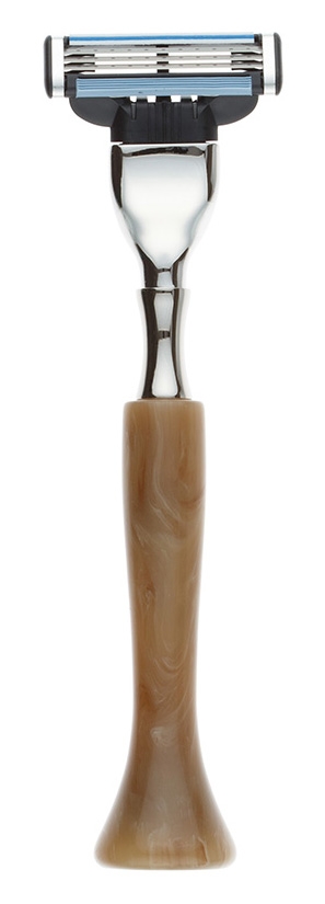 Станок для бритья IL Ceppo, MACH3, каучуковая смола, рукоять - серый перламутровый цвет, коричневый, каучуковая смола, никелированная латунь