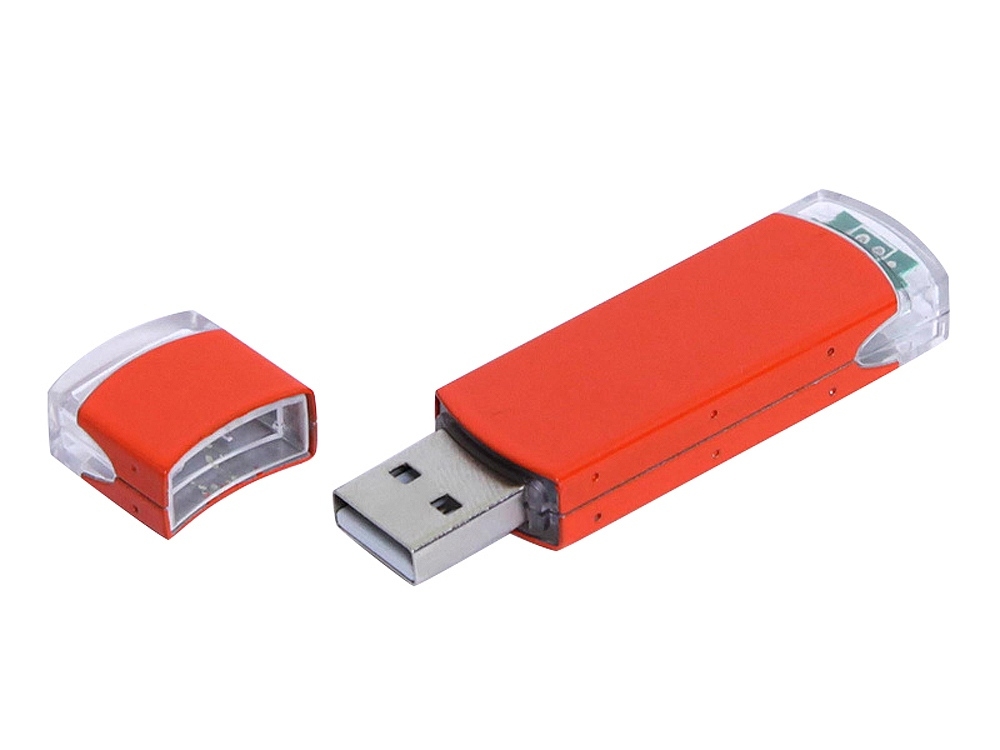 USB 2.0- флешка промо на 16 Гб прямоугольной классической формы, оранжевый, металл