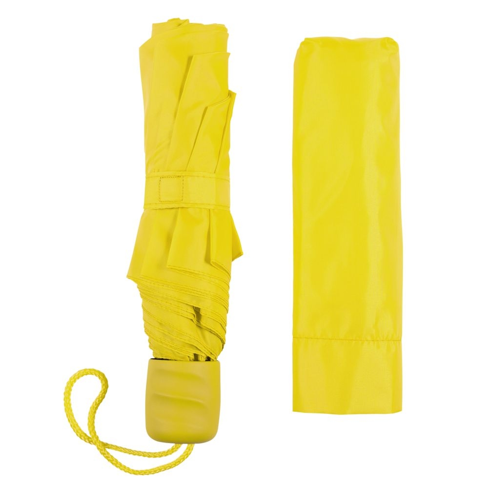 Зонт складной Basic, желтый, желтый, полиэстер, soft touch