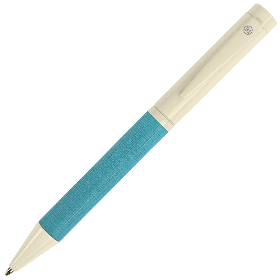PROVENCE, ручка шариковая, хром/голубой, металл, PU, бирюзовый, латунь, pu