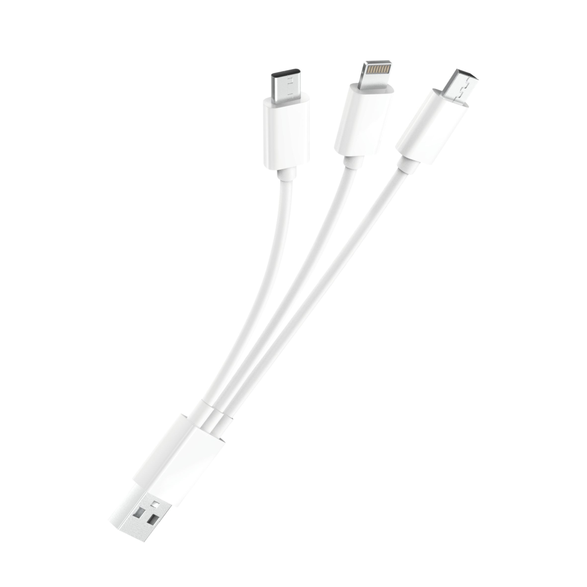 Кабель 3в1 (Micro-USB, Lightning, Type-C), белый, пластик
