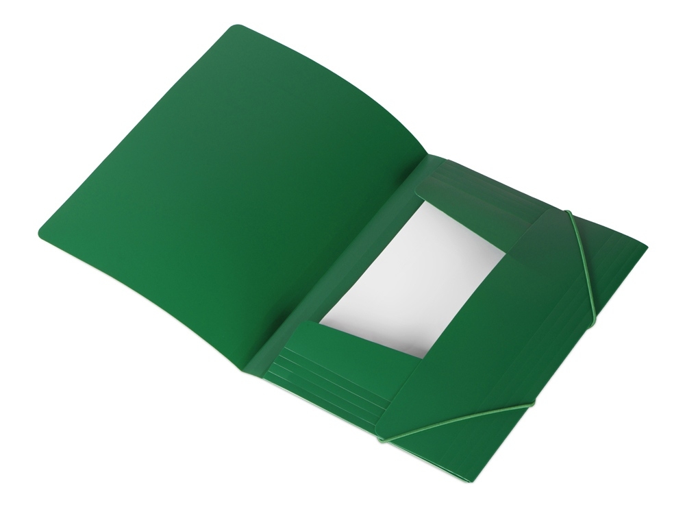 Папка А4 на резинке, зеленый, пластик