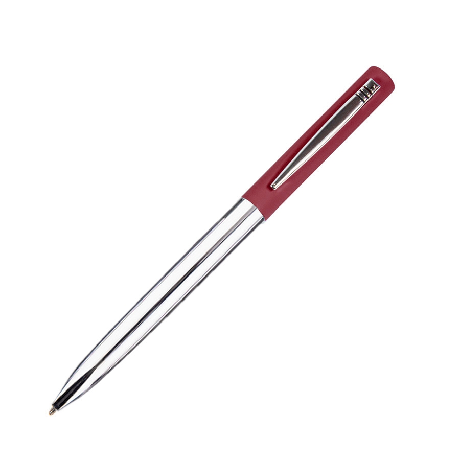 CLIPPER, ручка шариковая, бордовый/хром, металл, покрытие soft touch, бордовый, латунь, нержавеющая сталь, софт-покрытие