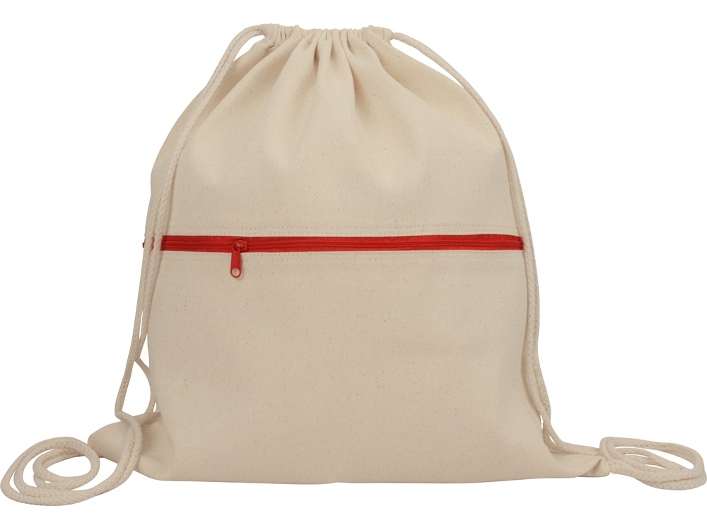 Рюкзак-мешок хлопковый «Lark» с цветной молнией, красный, хлопок