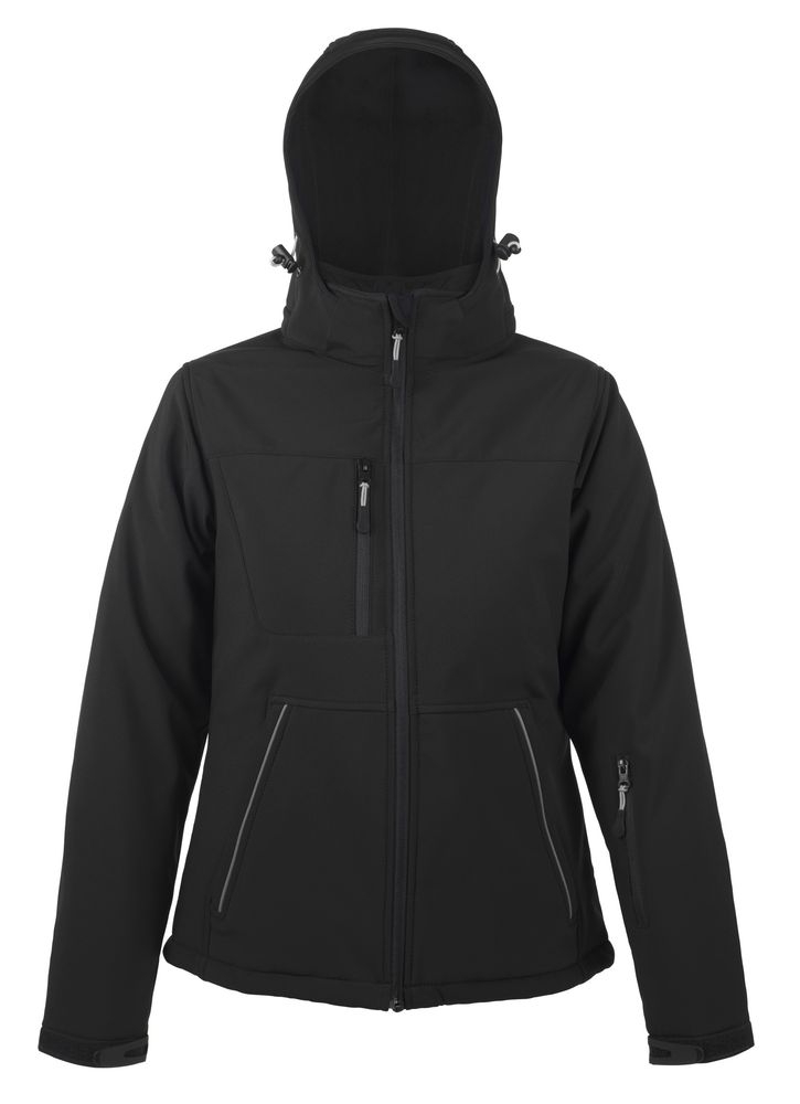 Куртка женская Rock Women, черная, черный, внешняя сторона - полиэстер 95%; эластан 5%; софтшелл; подкладка - полиэстер 100%, 160 г/м²