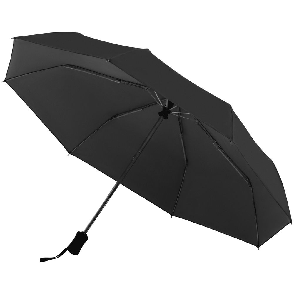 Зонт складной Manifest Color со светоотражающим куполом, черный, черный, полиэстер