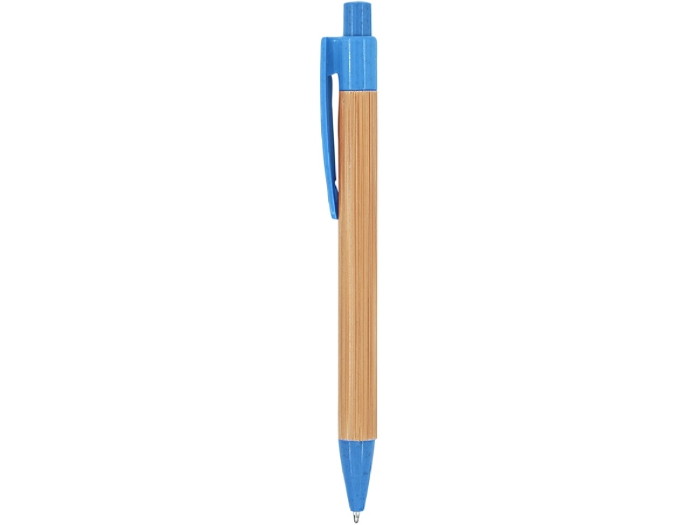 Ручка шариковая бамбуковая STOA, голубой, бежевый, пластик, растительные волокна