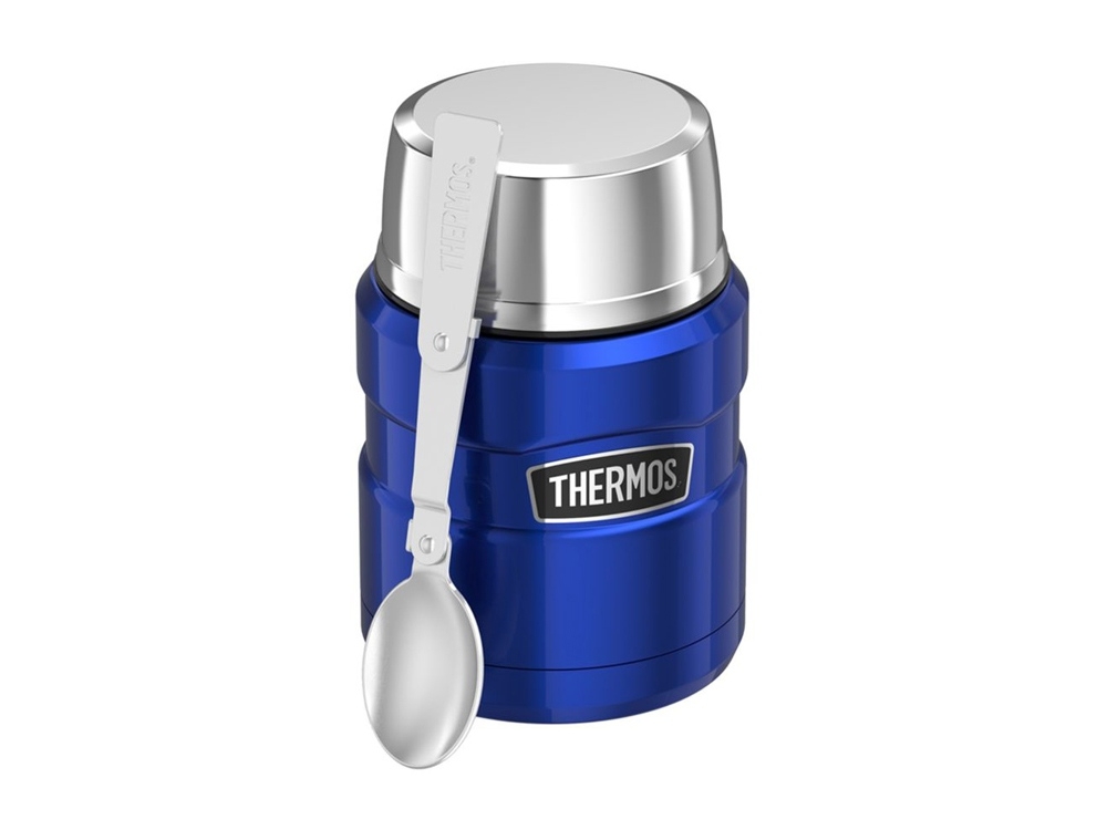 Термос для еды с ложкой Thermos King-SK3020, синий, металл