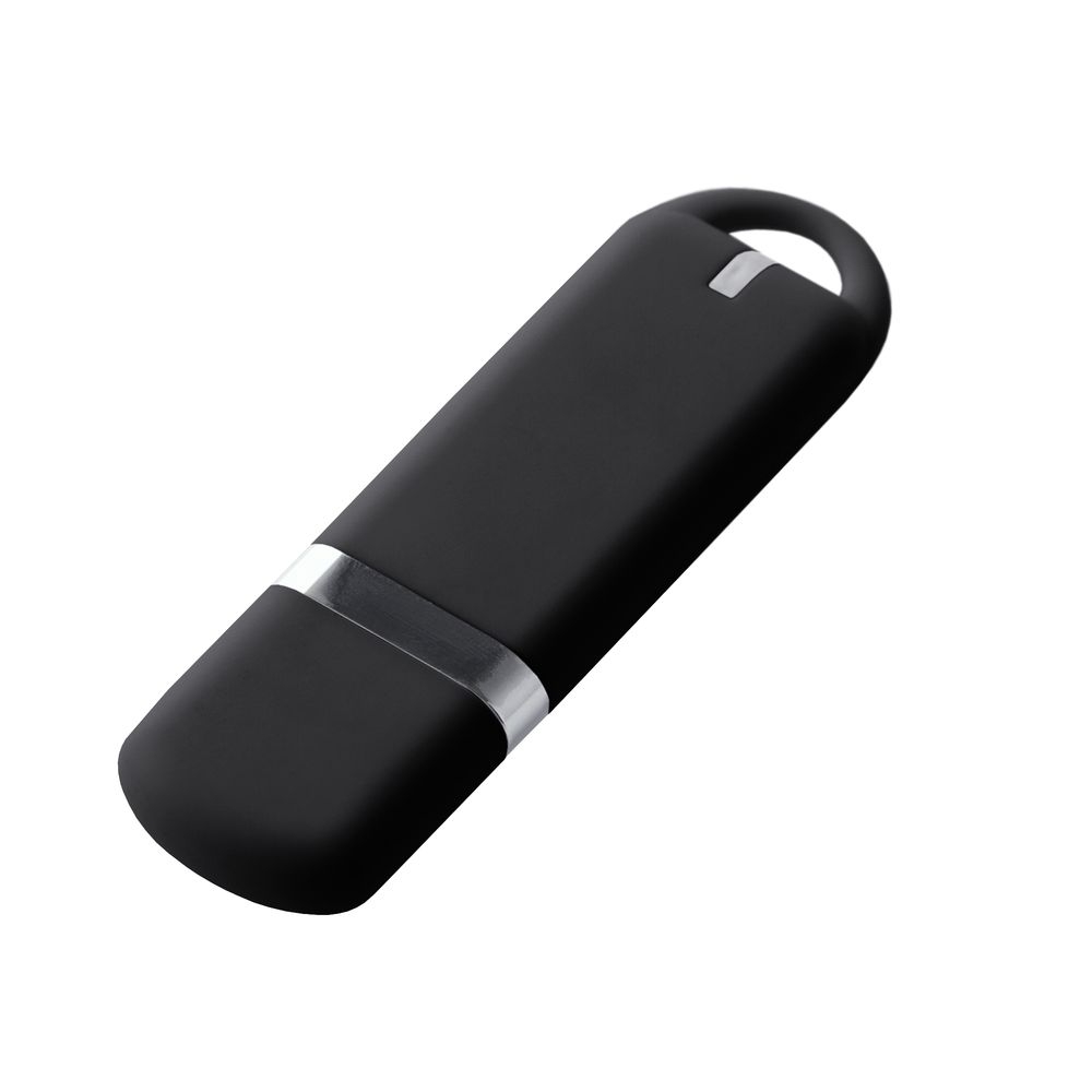 Флешка Memo, 8 Гб, черная, черный, пластик; покрытие софт-тач