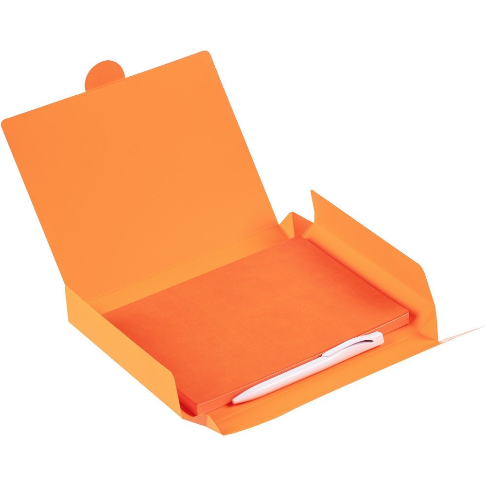 Набор Flat, оранжевый, оранжевый, покрытие софт-тач; пластик; картон
