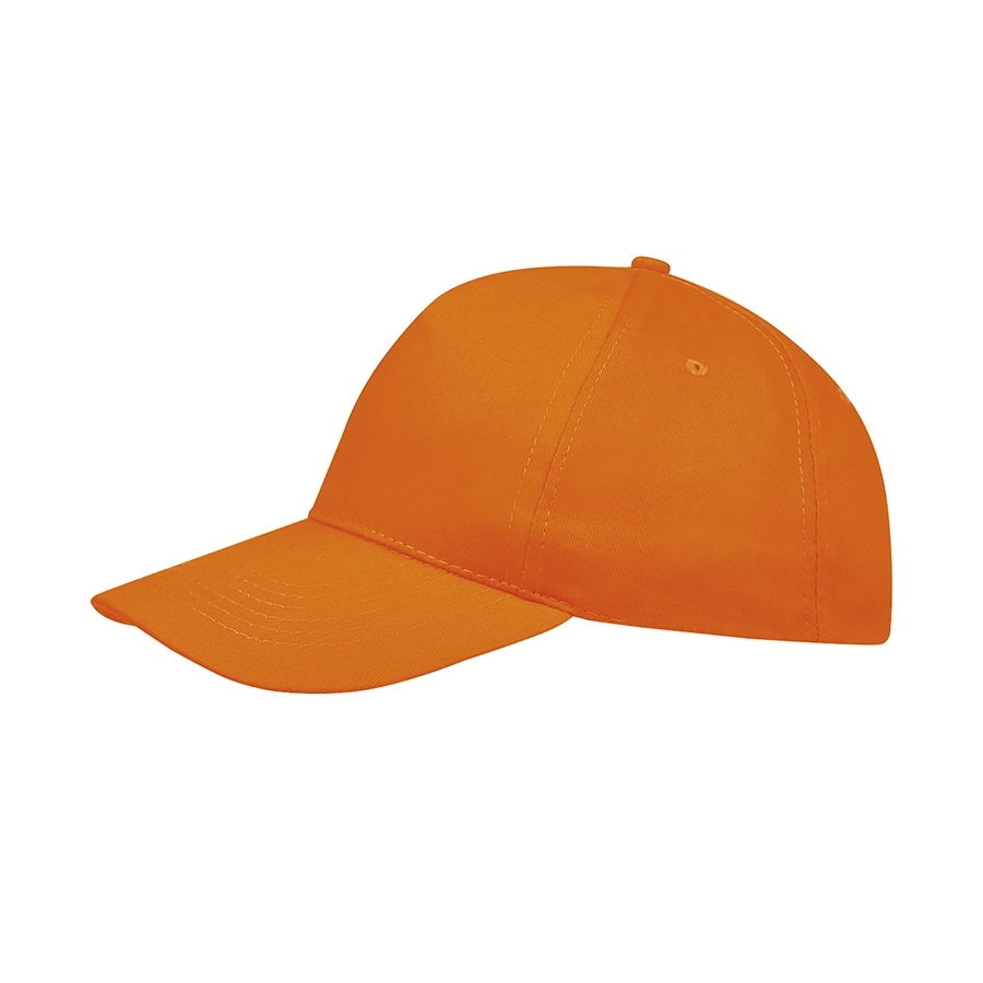 Бейсболка "SUNNY", 5 клиньев, застежка на липучке, оранжевый, 100% хлопок, плотность 180 г/м2, оранжевый, 100% легкий хлопок с начёсом, плотность 180 г/м2, твил