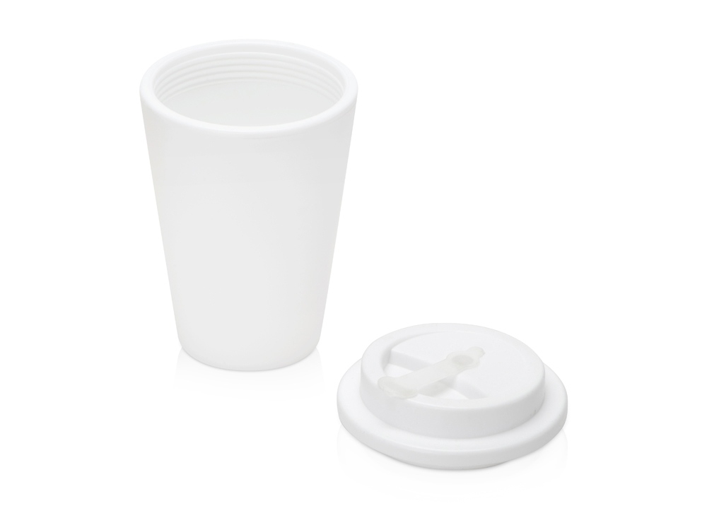 Пластиковый стакан с двойными стенками «Take away», белый, пластик, силикон