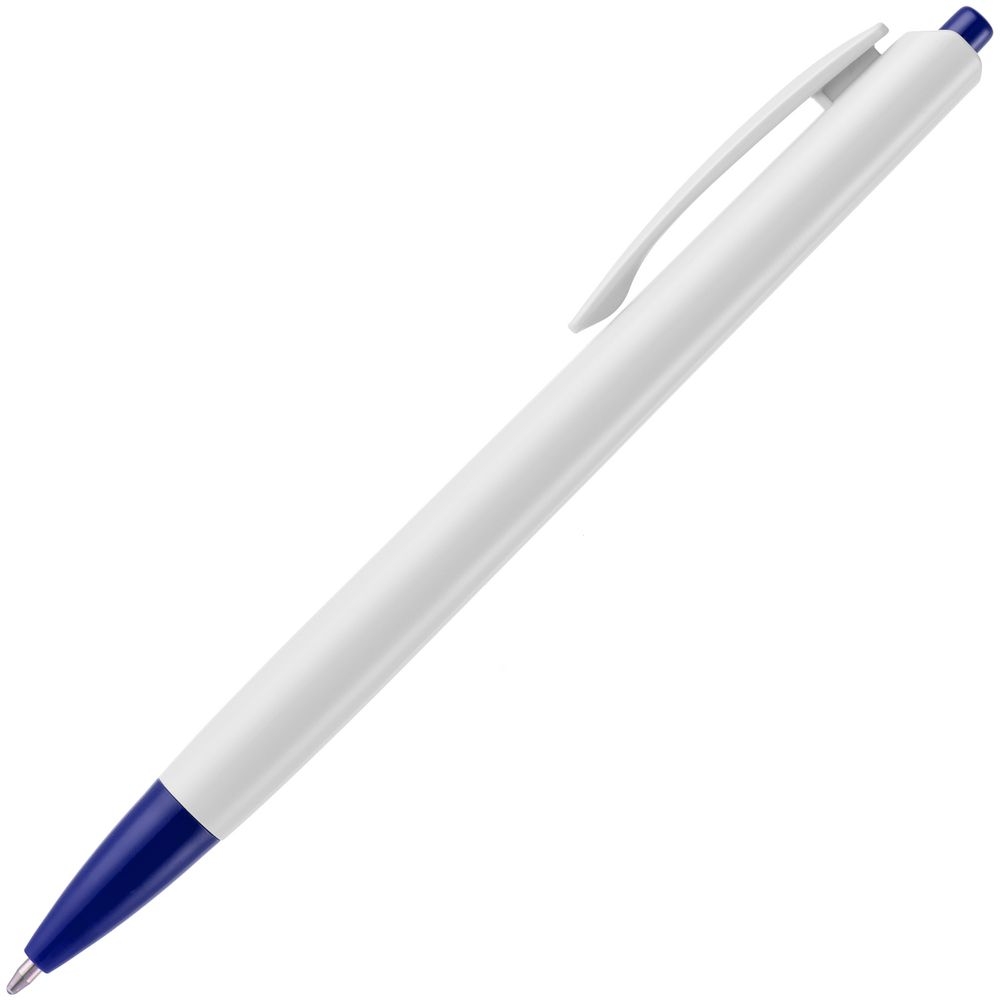 Ручка шариковая Tick, белая с синим, белый, пластик