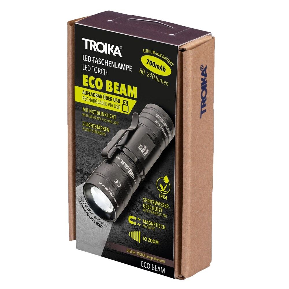 Аккумуляторный фонарь Eco Beam, черный, черный, металл, алюминий, сталь