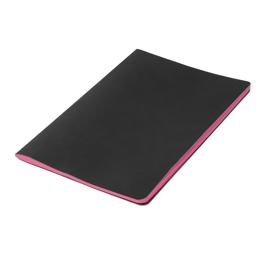 Тетрадь SLIMMY, 140 х 210 мм,  черный с розовым, бежевый блок, в клетку, черный, красный, pu silk touch