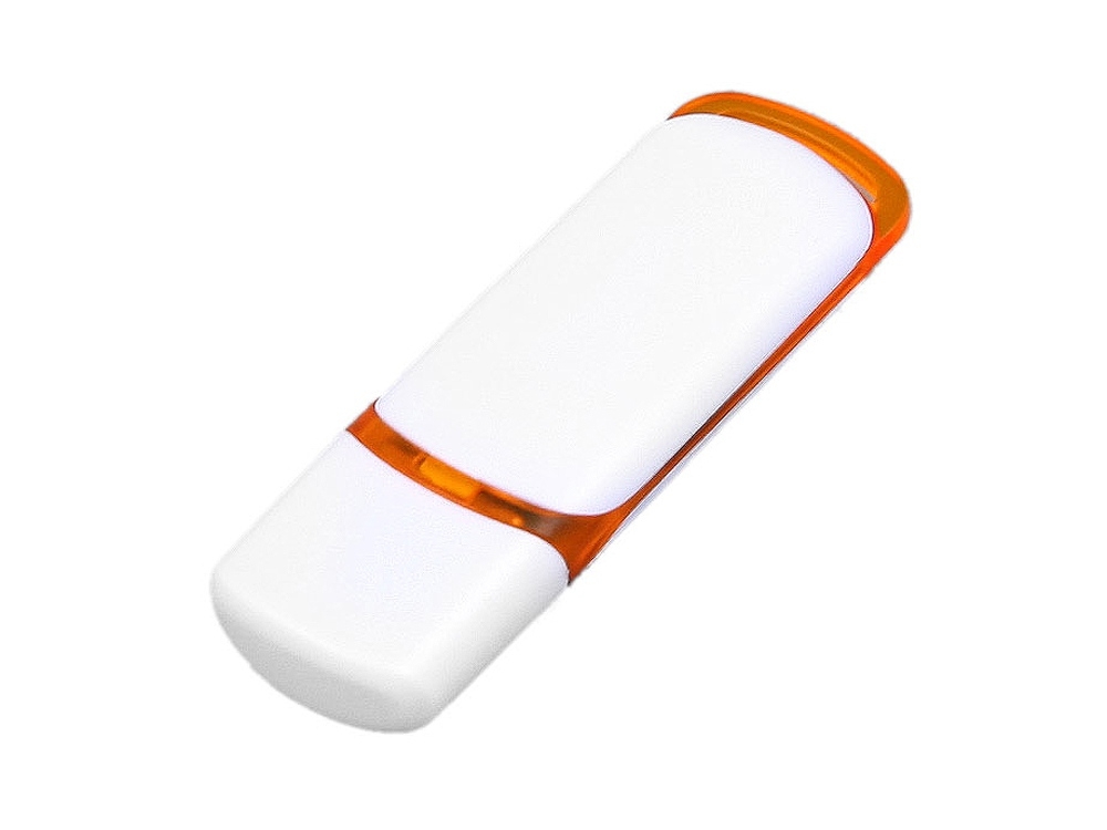 USB 2.0- флешка на 16 Гб с цветными вставками, белый, оранжевый, пластик