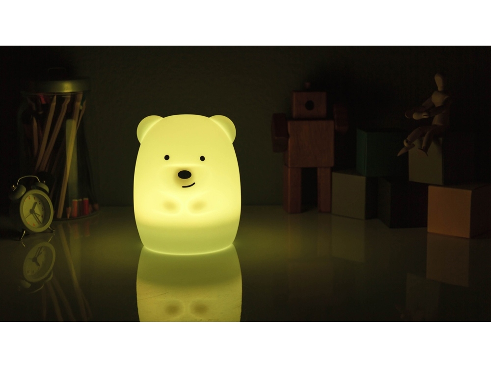 Ночник LED «Bear», белый, силикон