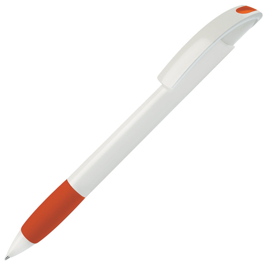 NOVE, ручка шариковая с грипом, оранжевый/белый, пластик, белый, оранжевый, пластик, прорезиненная поверхность
