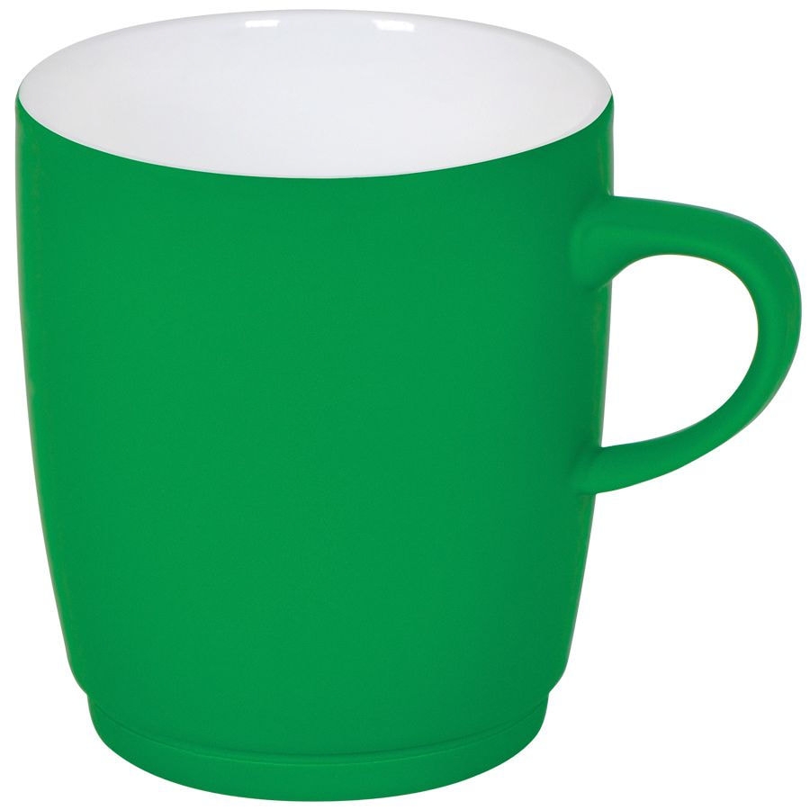 Кружка "Soft" с прорезиненным покрытием, зеленая, 350 мл, фарфор, зеленый
