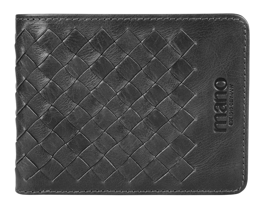 Бумажник Mano "Don Luca", натуральная кожа в черном цвете, 11 х 8,5 см, черный