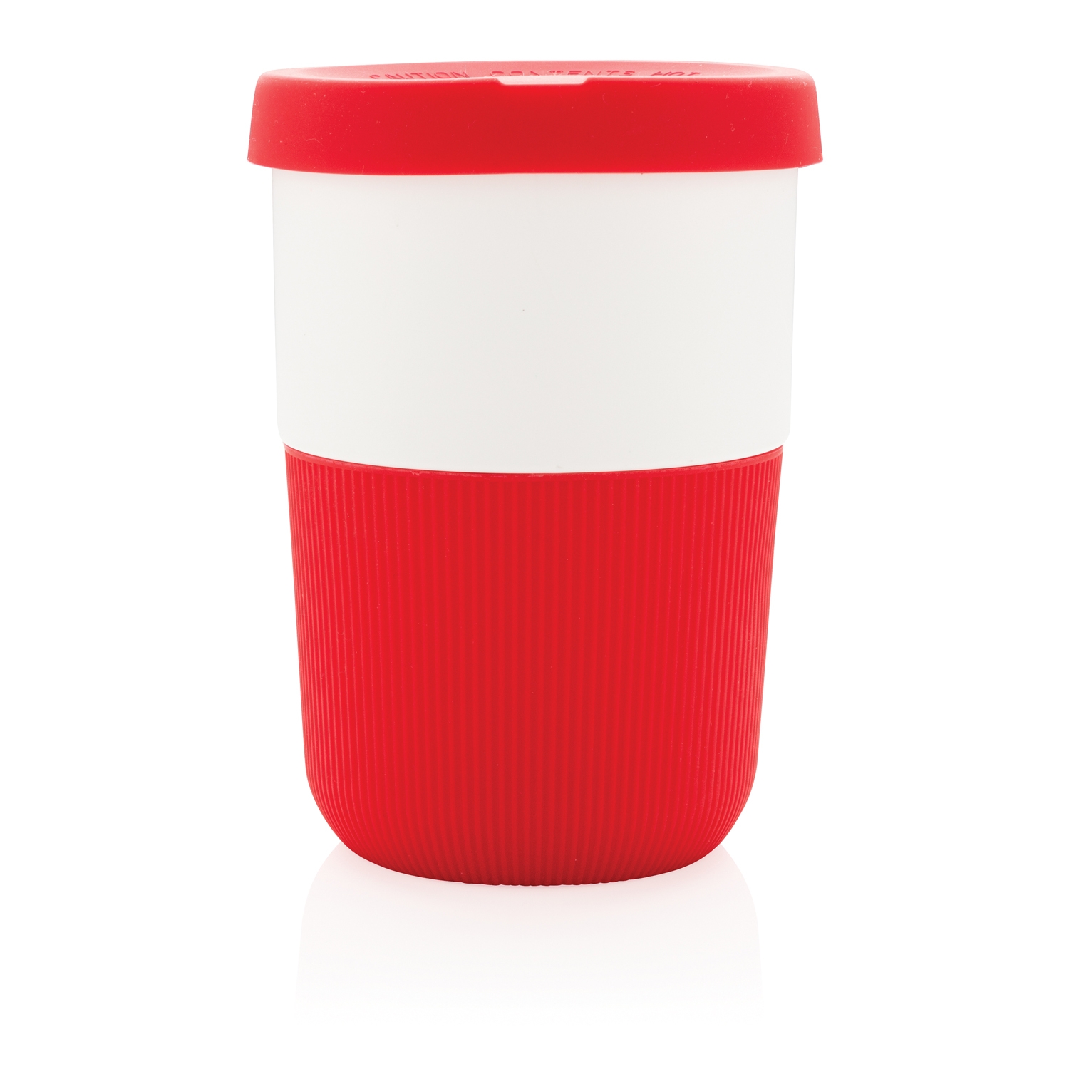 Стакан из PLA для кофе с собой 380 мл, красный, pla; силикон