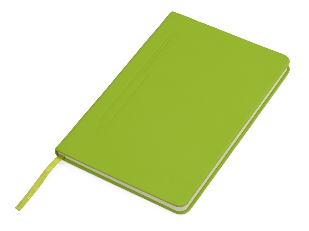 Блокнот А5 «Magnet» soft-touch с магнитным держателем для ручки, зеленый, пластик